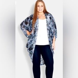 City Chic Kimono Duster size xl Forest Print